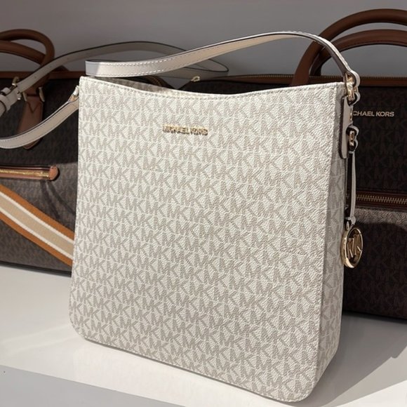 Michael Kors Jet Set Travel Large Messenger Crossbody Bag Light Cream Multi - Picture 1 of 16